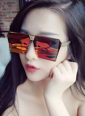 墨镜方形个性风炫彩反光太阳镜