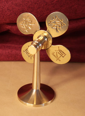 黄铜风生水起风车转转桌面摆件家居装饰财源广进迷你小风扇工艺品