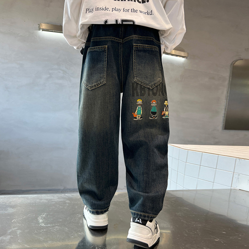 男童加绒裤子儿童牛仔裤一体绒春秋款2025新款中大童长裤加厚男孩,淘宝优惠券,粉丝福利购,淘宝优惠卷