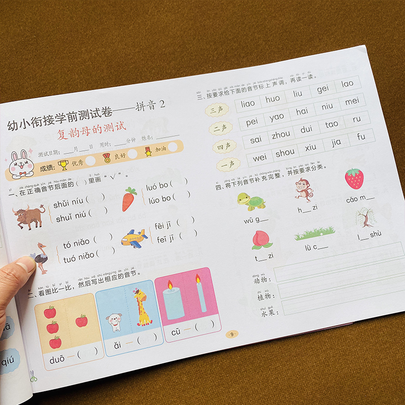 幼小衔接学前拼音测试卷 幼儿园中班大班学前班教材入学准备幼小衔接整合教材aoe拼音本汉语拼音基础学习幼儿园大班升一年级练习册 - 图1