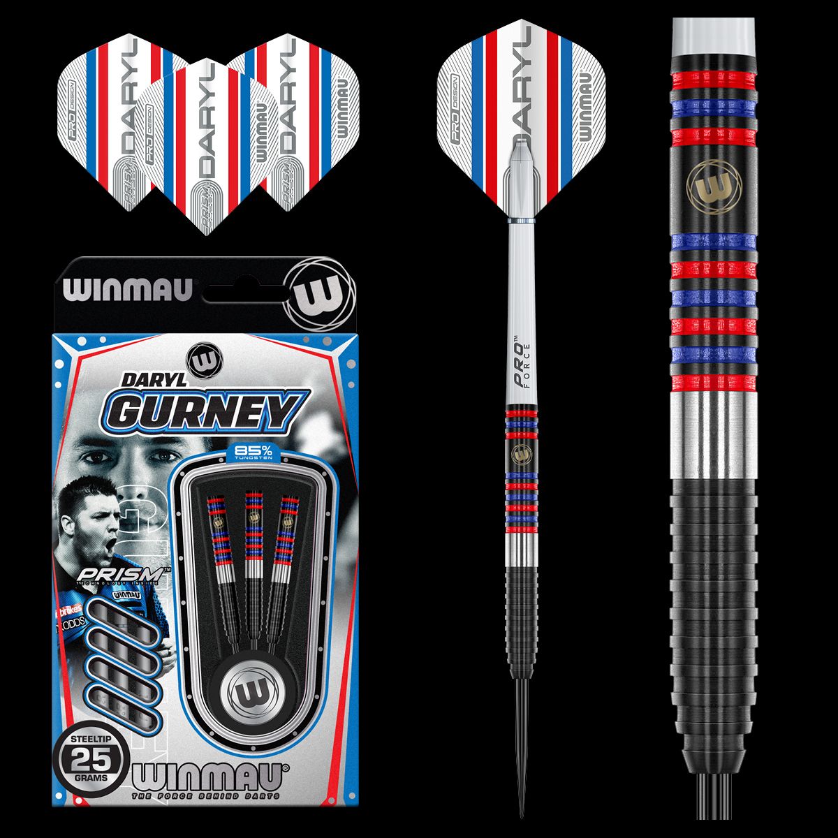 WINMAU Daryl Gurney Superchin达里尔·格尼黑钛直筒85%钨钢飞镖-图0