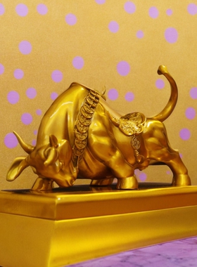 铜牛摆件带底座旺市牛