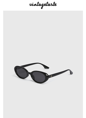 黑色百搭款极简椭圆形墨镜