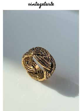 麻花做旧感高级法式粗戒指