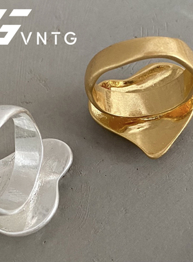 VINTAGETASTE 日系小众复古立体雕花桃心民族风图腾纹理戒指