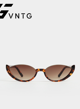 VNTG框架眼镜时髦半圆弧猫眼型都市丽人御姐ins风玳瑁色uv400墨镜