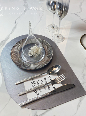 KiNo奇诺 样板间餐具套装 北欧风格餐厅餐桌摆台创意玻璃罩银色盘
