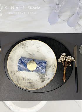 欧式轻奢黑白灰色餐盘餐扣套装摆件组合样板房间酒店餐厅桌面摆台