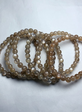 天然银月光石手链异象灰白月光石