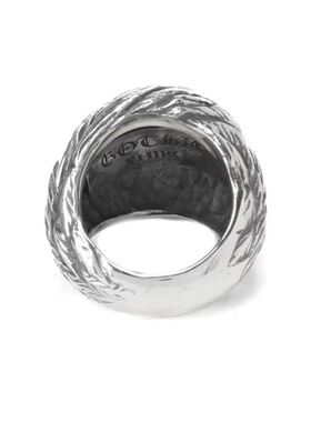 TOP-YAMAMOTO银色金属羽毛戒指女红宝石眼睛立体雕刻开口戒指环