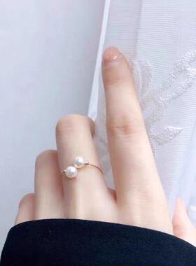 DIY配件 18K包金铜镀真金开口弹力可调节麻花双珠戒指潮搭空托女