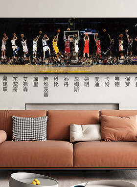NBA篮球挂画科比乔丹詹姆斯库里装饰画体育球星男孩卧室床头壁画