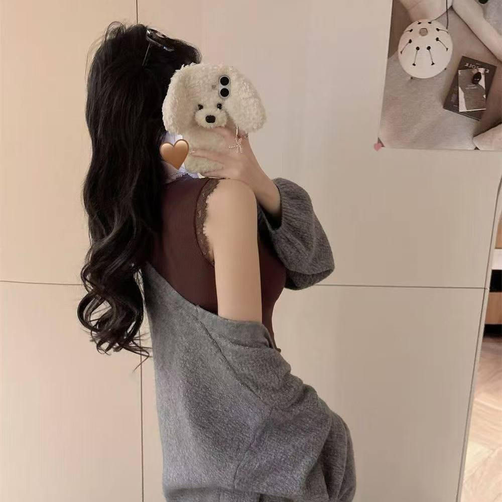 性感蕾丝V领磨毛保暖背心女秋冬季内搭带胸垫高级感百搭打底上衣,淘宝优惠券,粉丝福利购,淘宝优惠卷