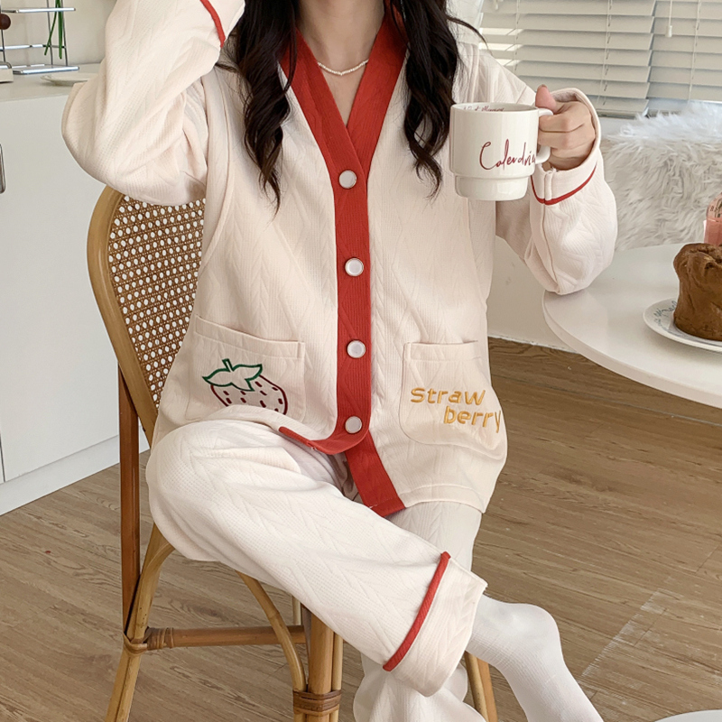 秋冬季空气棉月子服，春秋纯棉产后10月份哺乳孕妇睡衣产妇家居服坐-第3张图片-提都小院