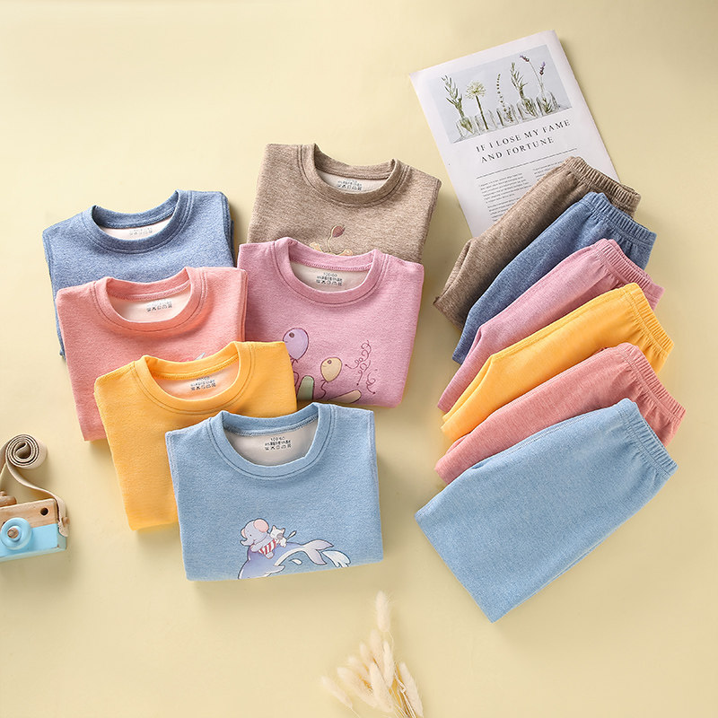 儿童保暖内衣套装男童女童无痕秋衣宝宝卡通秋裤打底衫加厚秋冬