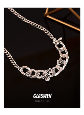 欧美十字架项链女ins小众毛衣链