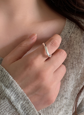 S925银波浪戒指女简约时尚个性