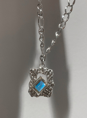 s925纯银独特炫彩几何锆石项链轻奢小众设计感锁骨女气质个性全新