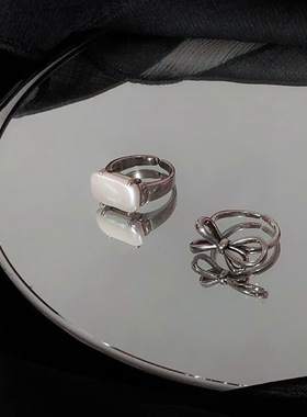 珍珠金属戒指女ins潮冷淡风小众设计高级感时尚个性装饰食指戒