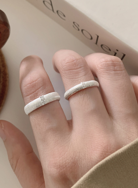 中古拉丝闪亮戒指女气质开口叠戴