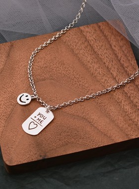 日韩笑脸方牌长款毛衣链女ins潮小众网红冷淡网个性时尚气质配饰