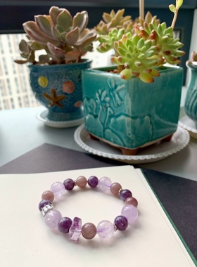 紫锂云母马粉水晶温婉神秘疗愈