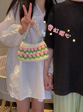 郁金香包包钩针材料包