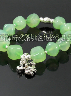 紫烟925纯银天然巴西玛瑙手链串