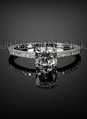 方钻 一克拉钻戒 锆石戒指 银戒指 925纯银 女子银饰 微镶 戒指