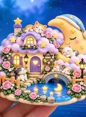 可爱猫星星月亮冰箱贴树脂大号立体3d浮雕磁铁个性创意磁吸装饰品