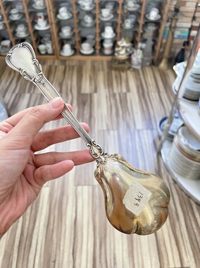 美国中古纯银大号异形设计感分餐勺沙拉勺