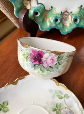 新品手绘玫瑰花咖啡杯茶杯