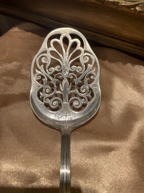 超美美国中古925银镂空蛋糕铲
