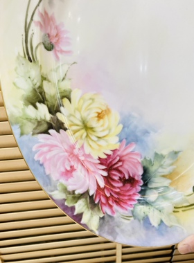 手绘花卉超大号装饰赏盘