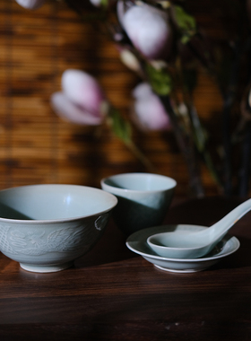 龙泉陶瓷茶具复古客厅手工摆件