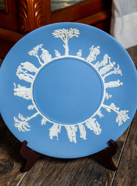 田园风wedgwood碧玉圣诞中古挂盘