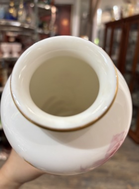 则武骨瓷手绘玫瑰花花瓶