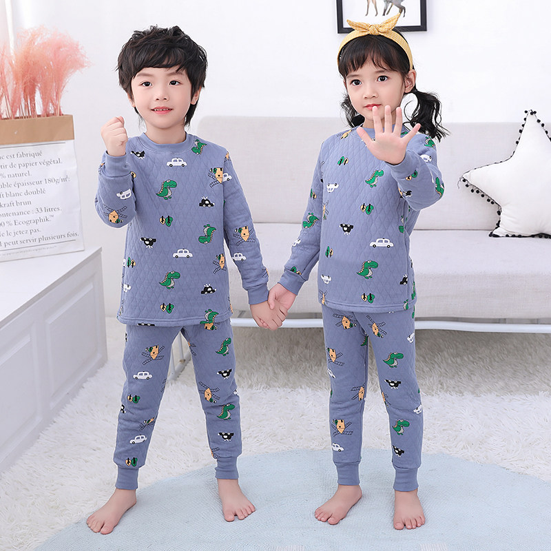 儿童三层保暖内衣套装纯棉加厚夹棉男童女童打底衫中大童秋冬睡衣,淘宝优惠券,粉丝福利购,淘宝优惠卷