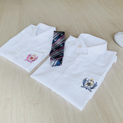 定金ing 彼星CP |青物社新款刺绣DK衬衫男女JK制服校园情侣白衬衣 - 图3