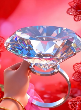 表白神器创意水晶大钻戒结婚礼物