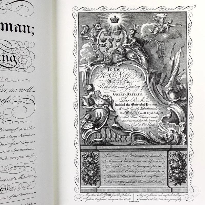 【预售 按需印刷】世界书法家 英文原版 The Universal Penman英语练字花体字书法字体 英文练习参考书本书George Bickham进口书籍