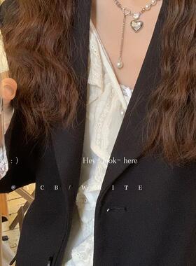 「唐顿千金」轻奢气质百搭爱心珍珠项链小众设计感精致锁骨链颈链