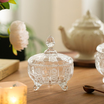 Fa-relief glass sugar cylinder European-style lettering with cotton sign containing box wedding box Living Room Fruit Tray