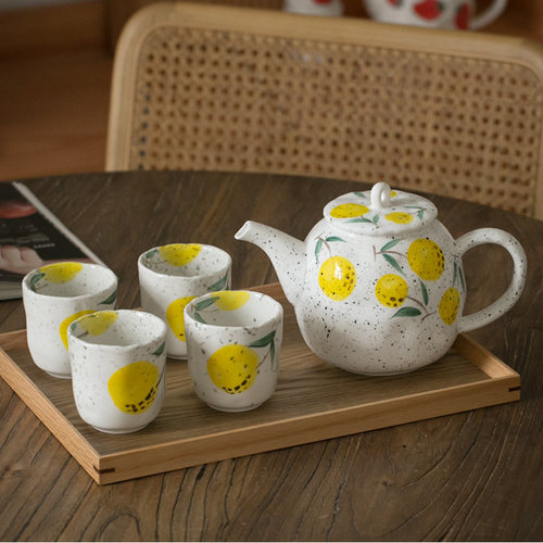 日式手绘水果图案陶瓷茶壶 家用 茶杯 可爱茶具 下午红茶釉下彩 - 图2