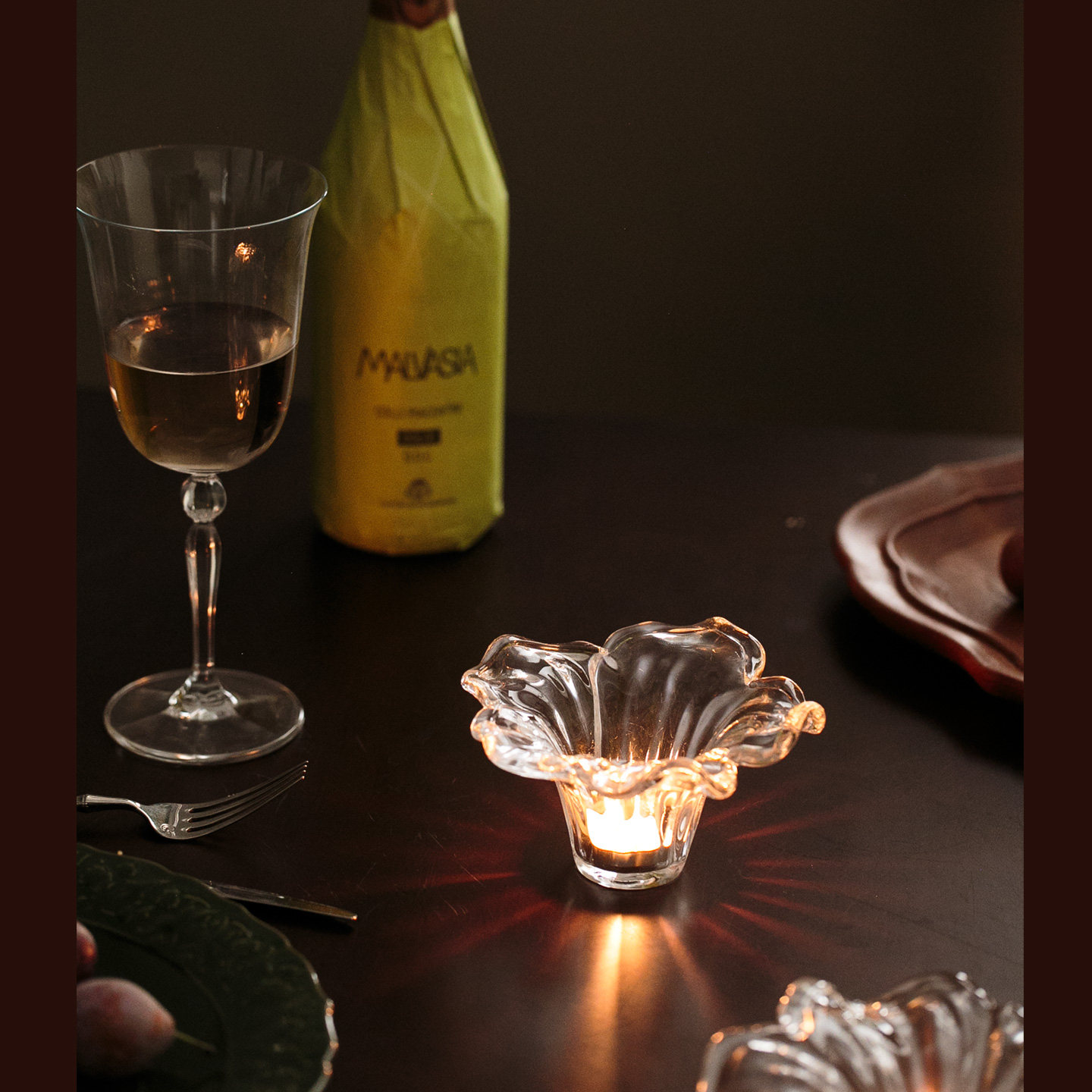 鸢尾花透明玻璃烛台 ins 氛围感烛光晚餐 餐厅无烟蜡烛居家桌装饰,淘宝优惠券,粉丝福利购,淘宝优惠卷