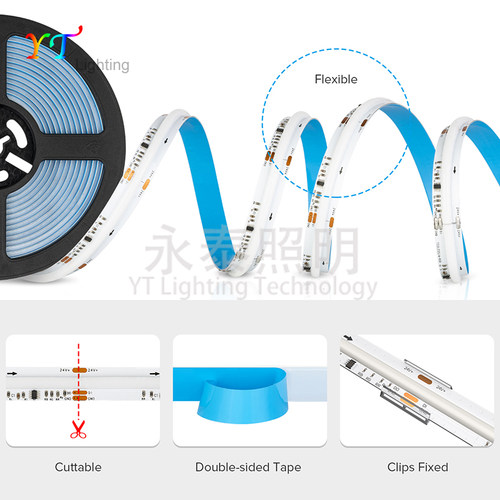 12V柔性FCOB幻彩灯带RGB跑马流水WS2811IC全彩灯条炫彩追光氛围灯 - 图1