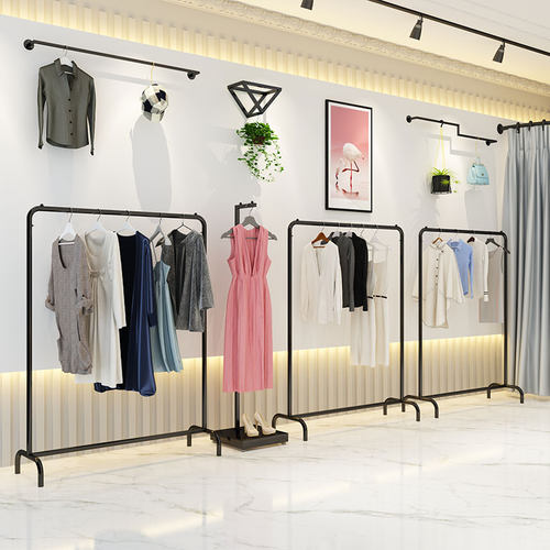 铁艺衣架杆服装店男女货架展示架落地式中岛架侧挂架衣服架子特价 - 图2