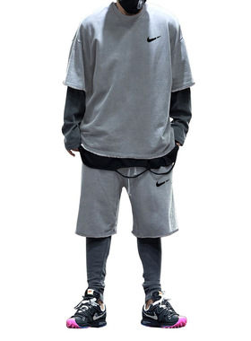 男士套装休闲短裤宽松上衣两件套