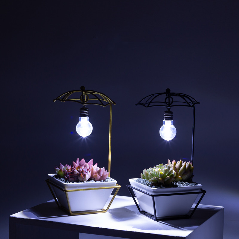 INS北欧简约金色铁艺陶瓷多肉植物花盆创意个性花器室内桌面装饰 - 图0