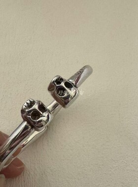 绝版国/现 西班牙UNOde50小人脸骷髅手镯手工镀银轻奢朋克万圣节